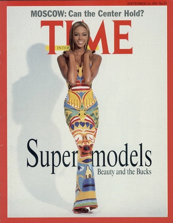 Naomi Campbell, Time Magazine, September 1991. Robe Totem Pole par Isaac Mizrahi
